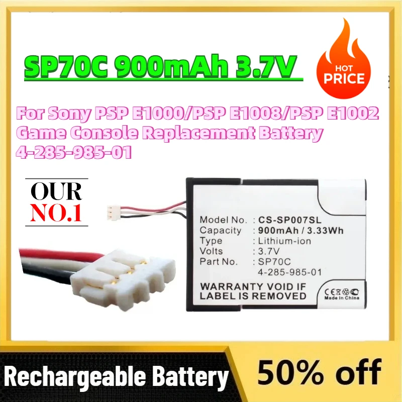 For Sony PSP E1000/PSP E1008/PSP E1002 Game Console Replacement Battery 4-285-985-01 Upgrade SP70C 900mAh 3.7V Li-ion Battery
For Sony PSP E1000/PSP E1008/PSP E1002 Game Console Replacement Battery 4-285-985-01 Upgrade SP70C 900mAh 3.7V Li-ion Battery