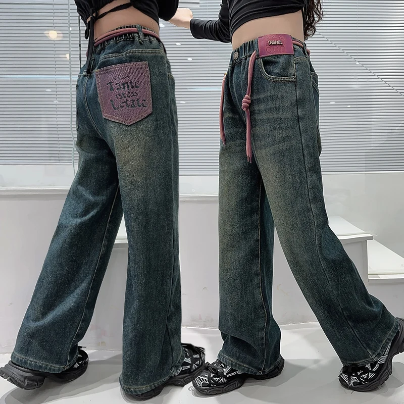 Spring Autumn Style Kids Children Straight Fit Vintage Blue Jeans Trousers for Teenager Girls Casual Drawstring Denim Pants 5-14
Spring Autumn Style Kids Children Straight Fit Vintage Blue Jeans Trousers for Teenager Girls Casual Drawstring Denim Pants 5-14