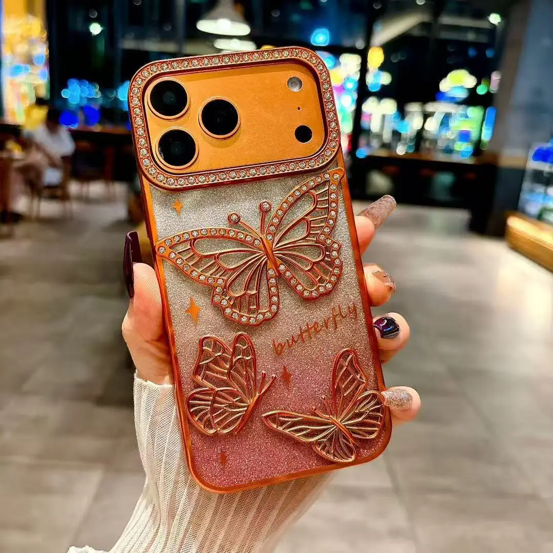 Luxury Soft Butterfly Diamond Phone Case for iPhone 15 16 17 Pro Max Glitter Bumper Back Cases Cover for 15 Pro New Funda
Luxury Soft Butterfly Diamond Phone Case for iPhone 15 16 17 Pro Max Glitter Bumper Back Cases Cover for 15 Pro New Funda 