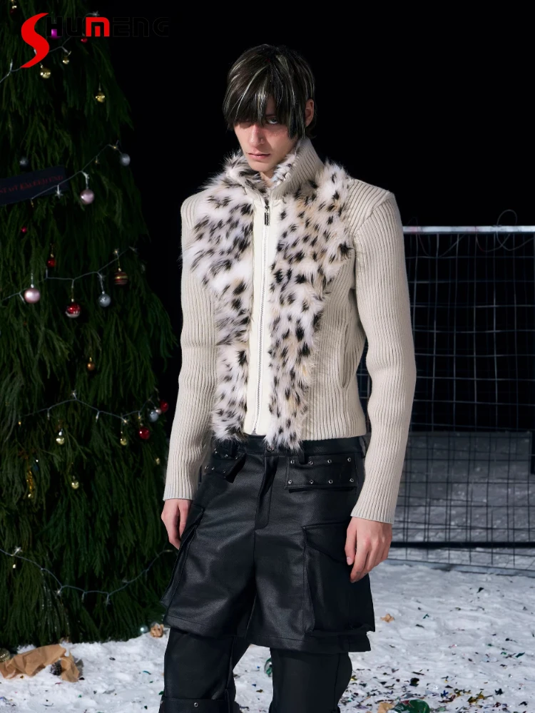 Light Luxury Faux Fur Splicing Knitted Sweater Jackets Men 2025 Winter New Fleece Lined Stand Collar Tops Men's Cardigan Sweater
Light Luxury Faux Fur Splicing Knitted Sweater Jackets Men 2025 Winter New Fleece Lined Stand Collar Tops Men's Cardigan Sweater