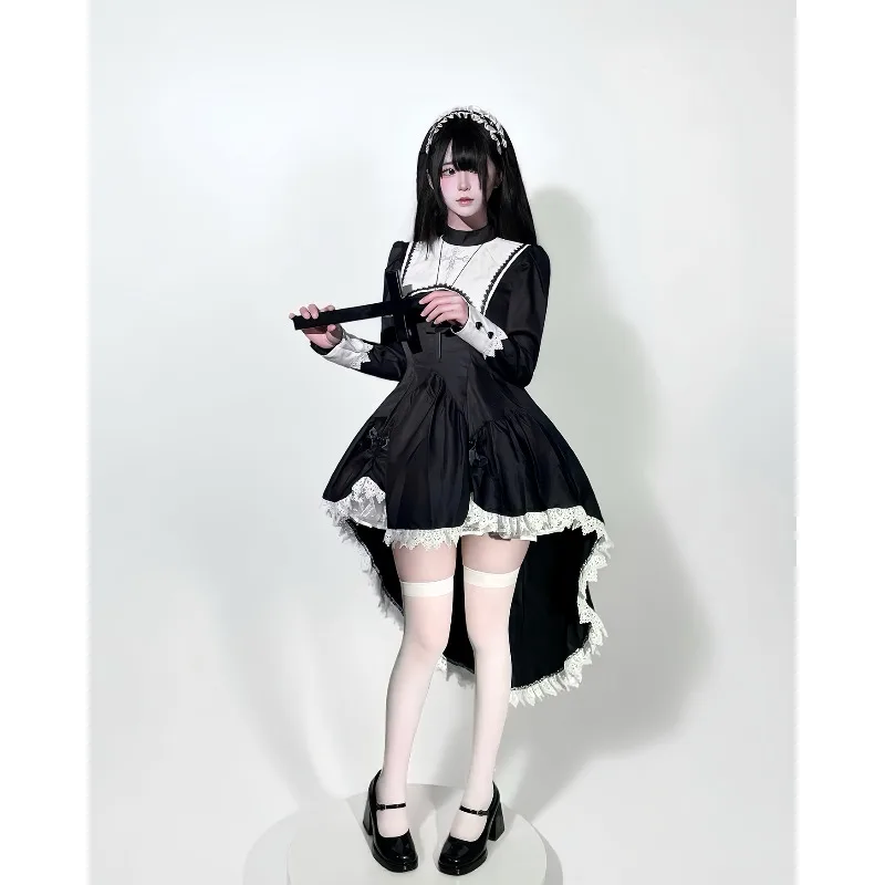 Women Black Gothic Lolita Dress, Embroidered Cross Nun Cosplay Costume, Sweet Cool Luxury Uniform for Halloween Anime & Party
Women Black Gothic Lolita Dress, Embroidered Cross Nun Cosplay Costume, Sweet Cool Luxury Uniform for Halloween Anime & Party