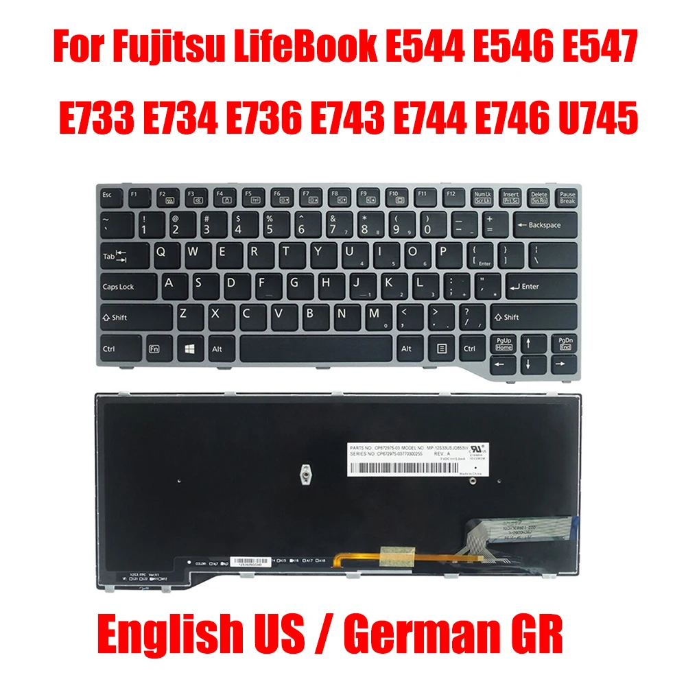 English US German GR Laptop Keyboard For Fujitsu LifeBook E544 E546 E547 E733 E734 E736 E743 E744 E746 U745 Black
English US German GR Laptop Keyboard For Fujitsu LifeBook E544 E546 E547 E733 E734 E736 E743 E744 E746 U745 Black