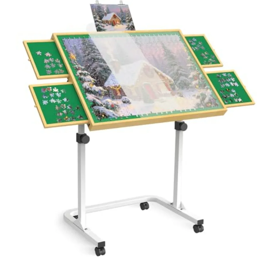 Jigsaw Puzzle Table for Adults, 1500-Piece Adjustable Height Puzzle Table with Drawers and Cover, Green Color, Sturdy Wood Cons
Jigsaw Puzzle Table for Adults, 1500-Piece Adjustable Height Puzzle Table with Drawers and Cover, Green Color, Sturdy Wood Cons