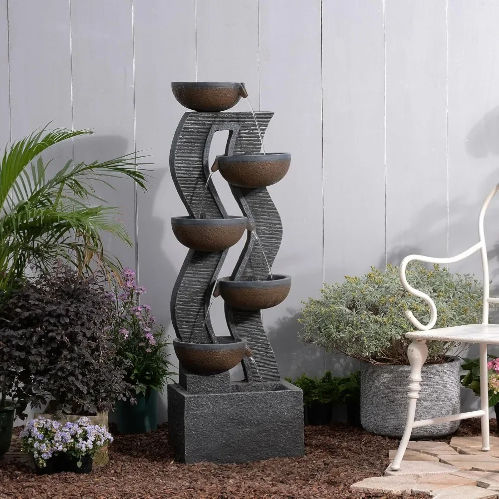 52.8-inch large resin courtyard fountain, courtyard, house decoration, wave design with bowl, 6-story garden fountain
52.8-inch large resin courtyard fountain, courtyard, house decoration, wave design with bowl, 6-story garden fountain
