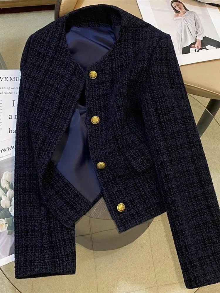 Ele Navy Blue Small Fraance Sle Women's Suit Jaet Casual Top for Autumn 2024 Trendy Ladylike Polyester Fiber
Ele Navy Blue Small Fraance Sle Women's Suit Jaet Casual Top for Autumn 2024 Trendy Ladylike Polyester Fiber