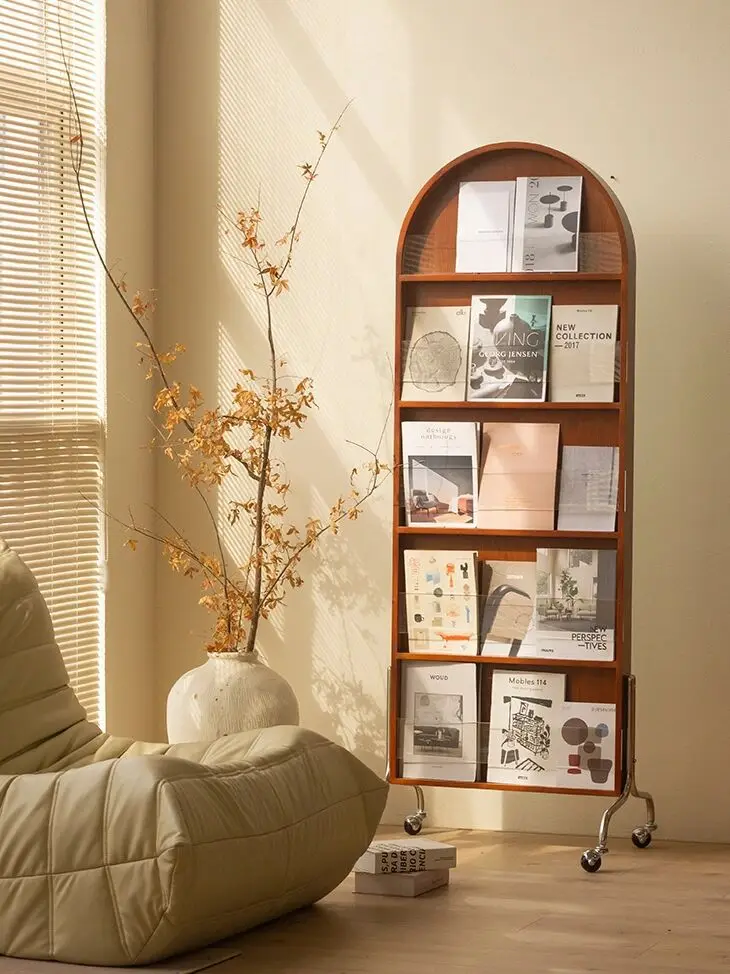 Solid wood mirror full-length mirror floor household fitting mirror bedroom movable with magazine rack Nordic book and newspaper
Solid wood mirror full-length mirror floor household fitting mirror bedroom movable with magazine rack Nordic book and newspaper