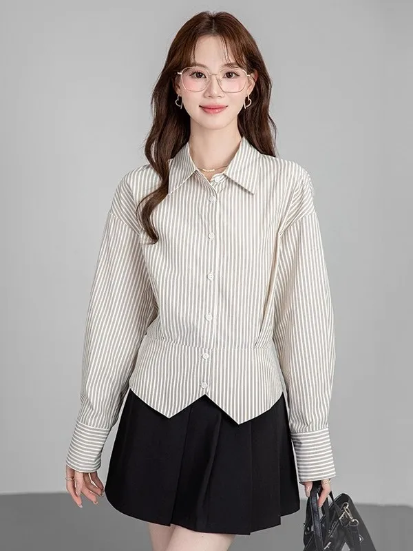Design Sensation Women's Long Sleeve Striped Shirt Waist Cinched Commute Professional Top Spring Autumn New Style
Design Sensation Women's Long Sleeve Striped Shirt Waist Cinched Commute Professional Top Spring Autumn New Style