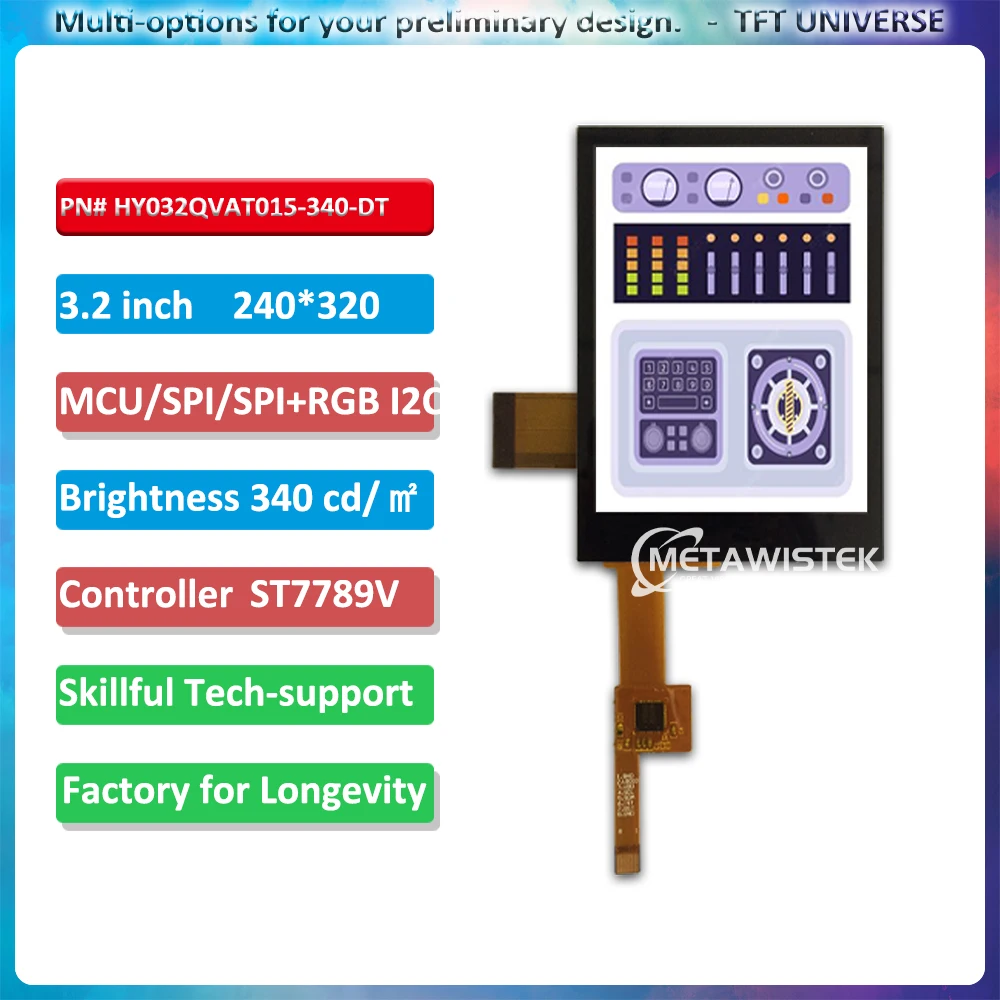3.2inch Touch Screen LCD 240x320 Resolution brightness 350cd/m² MCU SPI RGB Interface for Point of Sale (POS) Terminal Displays
3.2inch Touch Screen LCD 240x320 Resolution brightness 350cd/m² MCU SPI RGB Interface for Point of Sale (POS) Terminal Displays