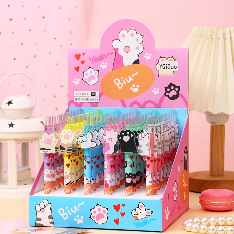 48pcs/lot Kawaii Cat paw Press Gel Pen Cute 0.5mm Black Ink Signature Pens Stationery Gift School Writing Supplies
48pcs/lot Kawaii Cat paw Press Gel Pen Cute 0.5mm Black Ink Signature Pens Stationery Gift School Writing Supplies
