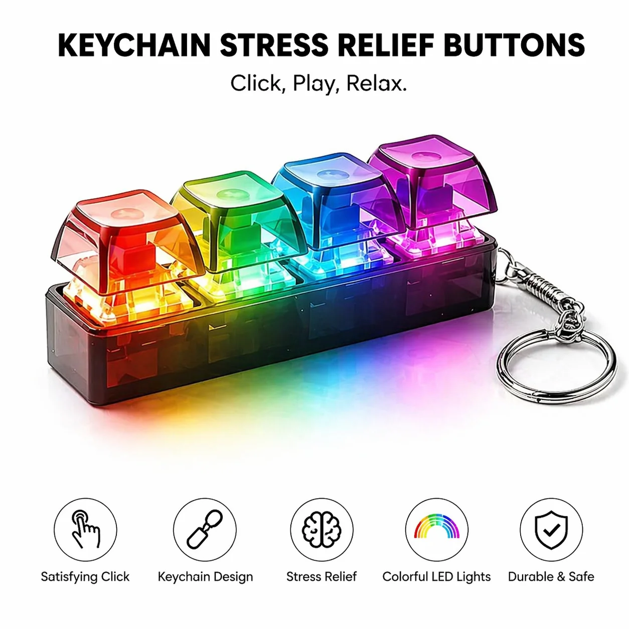 RGB Mini Mechanical Keyboard Keychain 4-Key Fidget Toy with Lights Gaming Keypad Stress Relief Gadget for Office Gamer
RGB Mini Mechanical Keyboard Keychain 4-Key Fidget Toy with Lights Gaming Keypad Stress Relief Gadget for Office Gamer