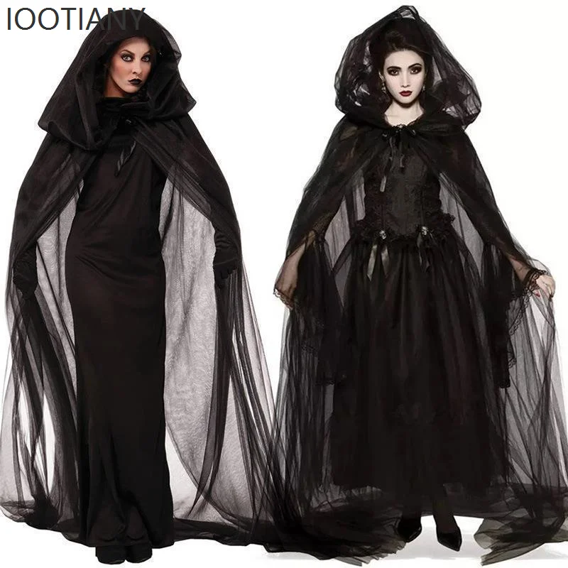 Gothic-style Sheer Black Cape Cloak Halloween Ghost Witch Vampire Bride Costume Cape Suitable For Adult Parties And Decorations
Gothic-style Sheer Black Cape Cloak Halloween Ghost Witch Vampire Bride Costume Cape Suitable For Adult Parties And Decorations