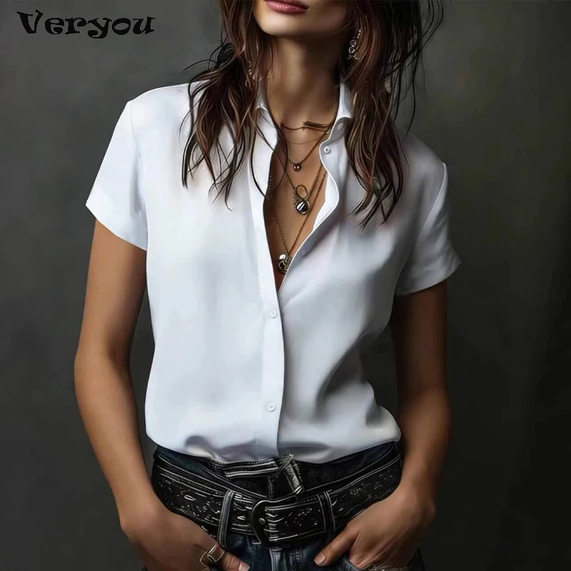 Fashion Summer Women Short Sleeve Shirt Blouse Office Lady Tops Women Casual Button Blouses Cardigan Female Shirts White Black
Fashion Summer Women Short Sleeve Shirt Blouse Office Lady Tops Women Casual Button Blouses Cardigan Female Shirts White Black