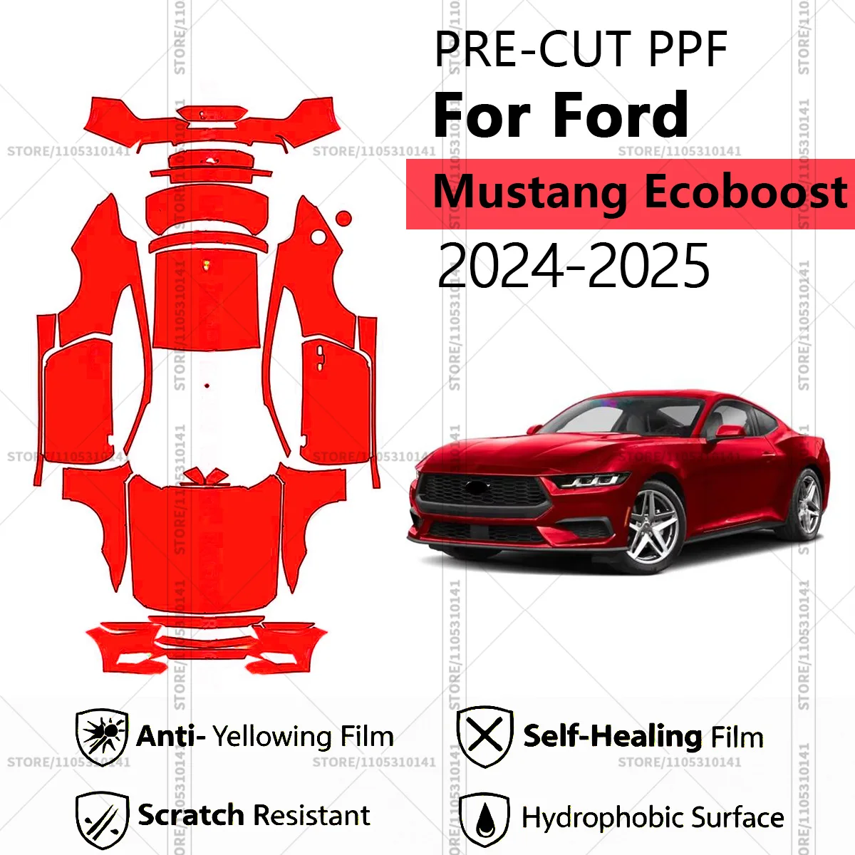 Pre-Cut Paint Protection Film PPF Transparent Car Film Automotive PPF Full Vehicle For Ford Mustang Ecoboost 2024-2025
Pre-Cut Paint Protection Film PPF Transparent Car Film Automotive PPF Full Vehicle For Ford Mustang Ecoboost 2024-2025
