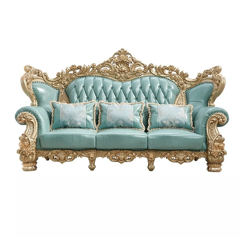 European solid wood leather sofa living room combination furniture classical high-end luxury villa high-end
European solid wood leather sofa living room combination furniture classical high-end luxury villa high-end