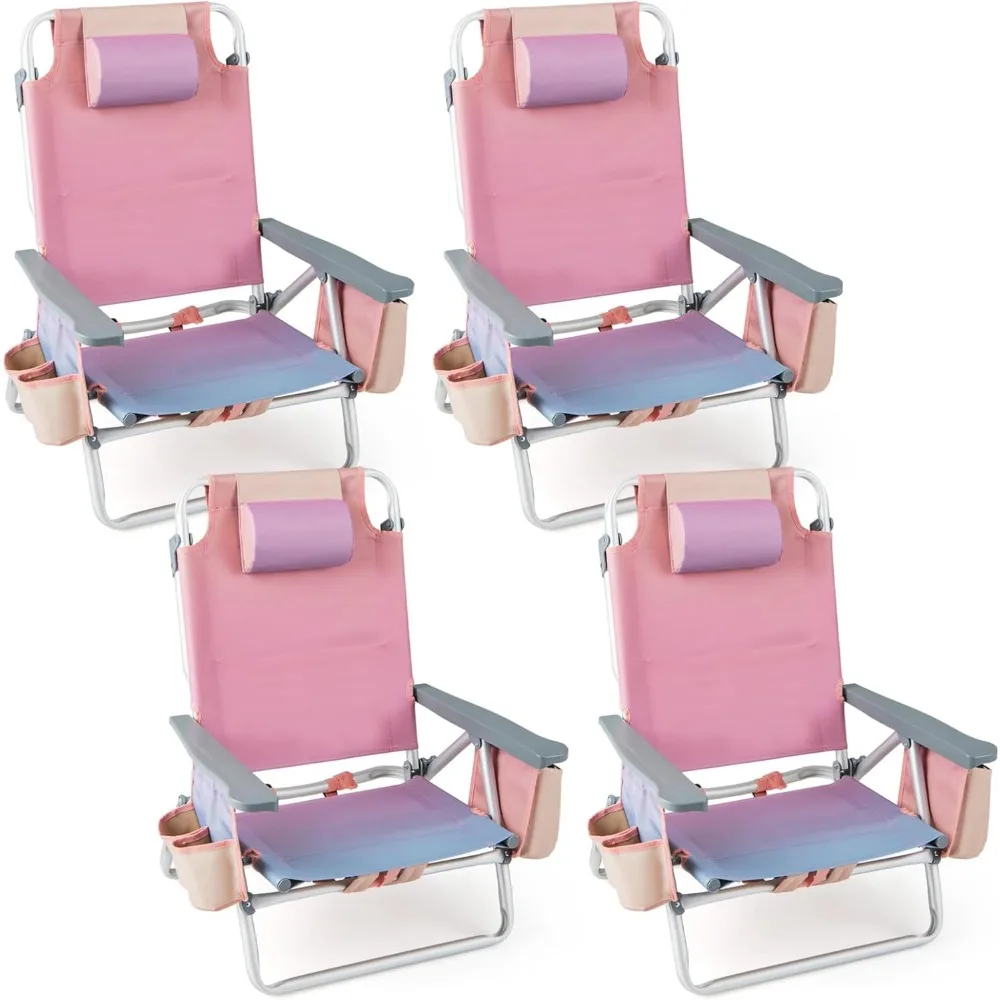 Beach Chairs, 4-Pack Backpack Camping Chair with Armrest, Cooler Bag, Cup Holder, Towel Bar & Side Pockets, Sunbath Sling Tanni
Beach Chairs, 4-Pack Backpack Camping Chair with Armrest, Cooler Bag, Cup Holder, Towel Bar & Side Pockets, Sunbath Sling Tanni