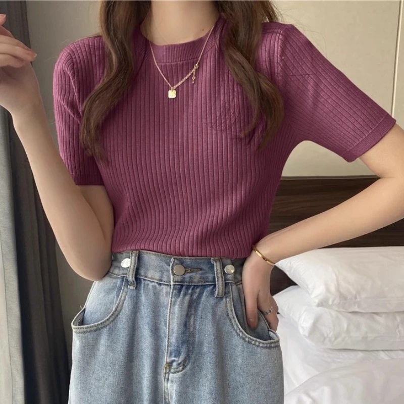 Blusas Mujer Блузки Топ FemmeTops Женские Blusas Mujer De Moda 2025 Verano Вязаная блузка с короткими рукавами Женские вязаные пуловеры
Blusas Mujer Блузки Топ FemmeTops Женские Blusas Mujer De Moda 2025 Verano Вязаная блузка с короткими рукавами Женские вязаные пуловеры