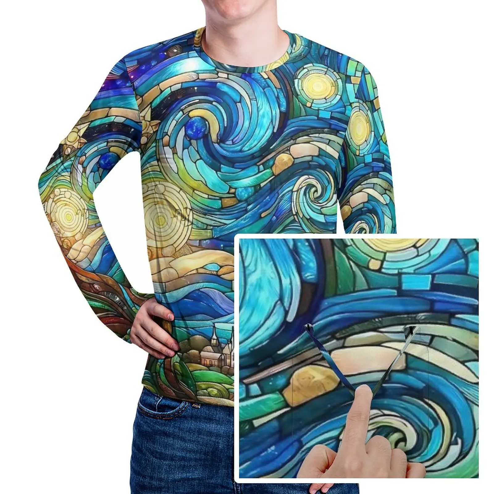 Футболка с абстрактной звездной ночью, повседневные витражи с принтом, потрясающие футболки, мужская футболка с рисунком в стиле ретро, большие размеры
Футболка с абстрактной звездной ночью, повседневные витражи с принтом, потрясающие футболки, мужская футболка с рисунком в стиле ретро, большие размеры