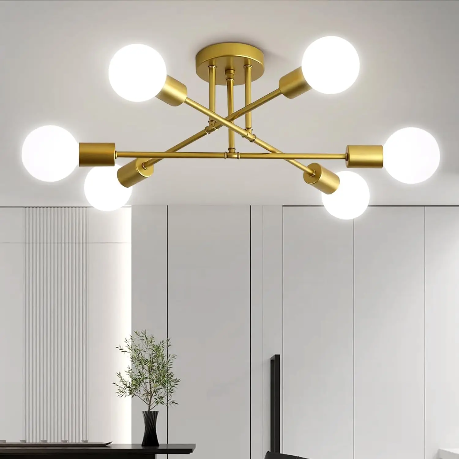 Gold Modern Sputnik Chandelier Ceiling Light Fixtures 6-Lights Industrial Semi Flush Mount Ceiling Light for Bedroom Dining Room
Gold Modern Sputnik Chandelier Ceiling Light Fixtures 6-Lights Industrial Semi Flush Mount Ceiling Light for Bedroom Dining Room