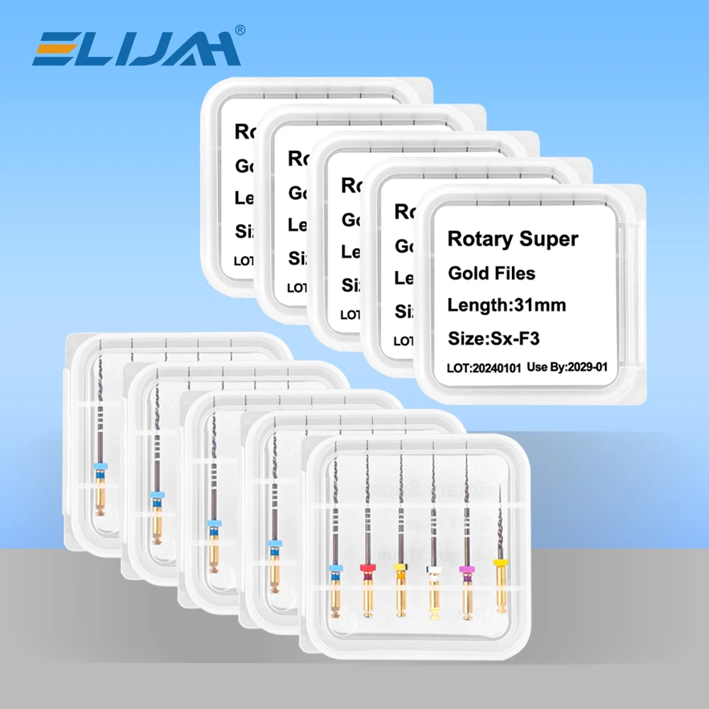 ELIJAH 60pcs/10Boxes Dental Heat Activated Canal Root File Pro-Taper Gold Flexible Endo Rotary Files Dentistry Endodontic Tools
ELIJAH 60pcs/10Boxes Dental Heat Activated Canal Root File Pro-Taper Gold Flexible Endo Rotary Files Dentistry Endodontic Tools