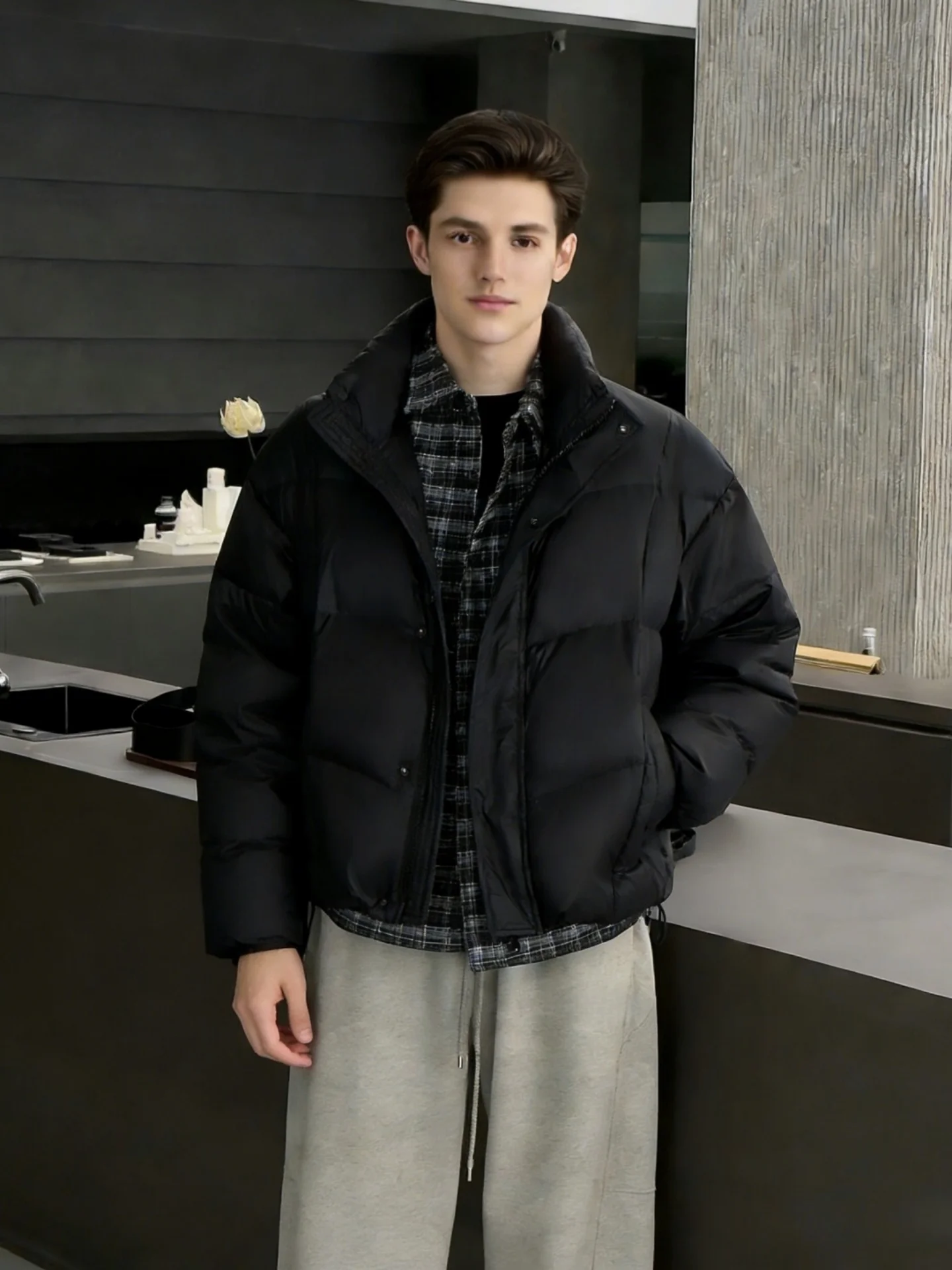 Men's Thiened down Cotton Jaet Winter Outerwear Youth Faion Warm Stand Collar Zipper Closure Long Sve Casual Coat
Men's Thiened down Cotton Jaet Winter Outerwear Youth Faion Warm Stand Collar Zipper Closure Long Sve Casual Coat