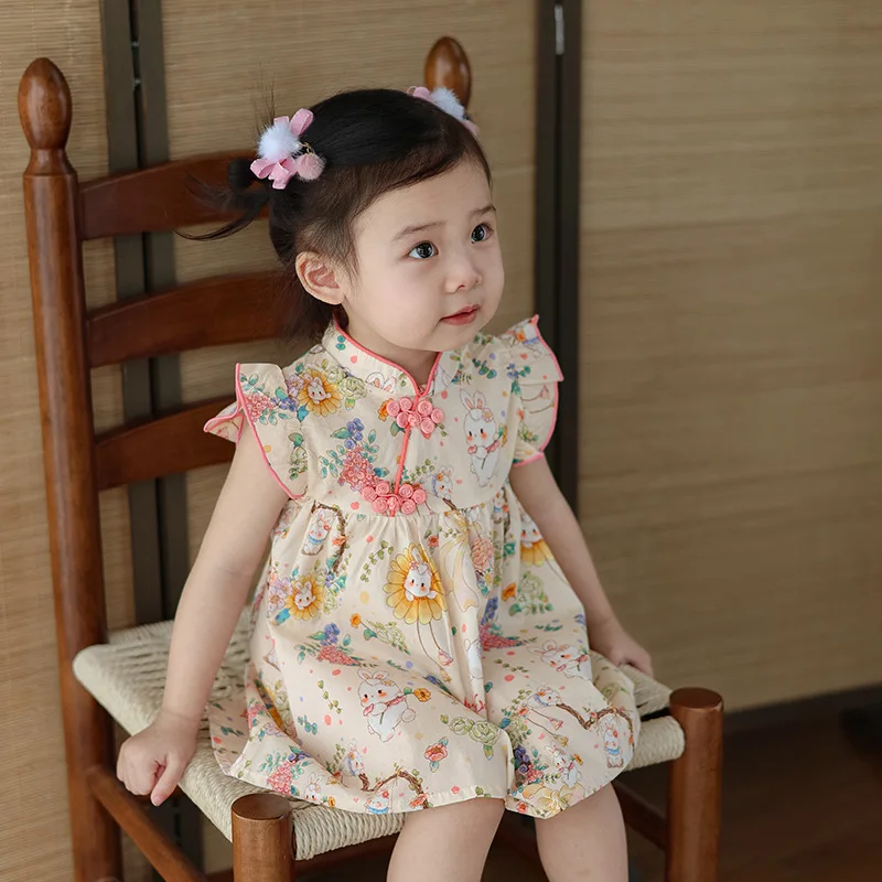Baby Girl Dress Summer Dress Birthday Dresses For Girls Cute Bunny Sunflower Print Chinese Style Cheongsam Dress Puffy Skirt
Baby Girl Dress Summer Dress Birthday Dresses For Girls Cute Bunny Sunflower Print Chinese Style Cheongsam Dress Puffy Skirt