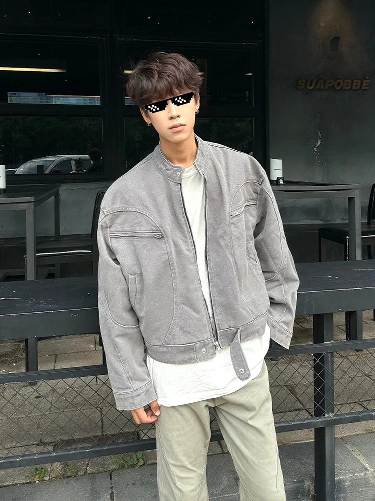 Waed Denim ort Jaet Men's Spring Autumn Detroit Workwear Sle Stand Collar Jeans Outerwear ey Color Trendy Vintage B...
Waed Denim ort Jaet Men's Spring Autumn Detroit Workwear Sle Stand Collar Jeans Outerwear ey Color Trendy Vintage B...