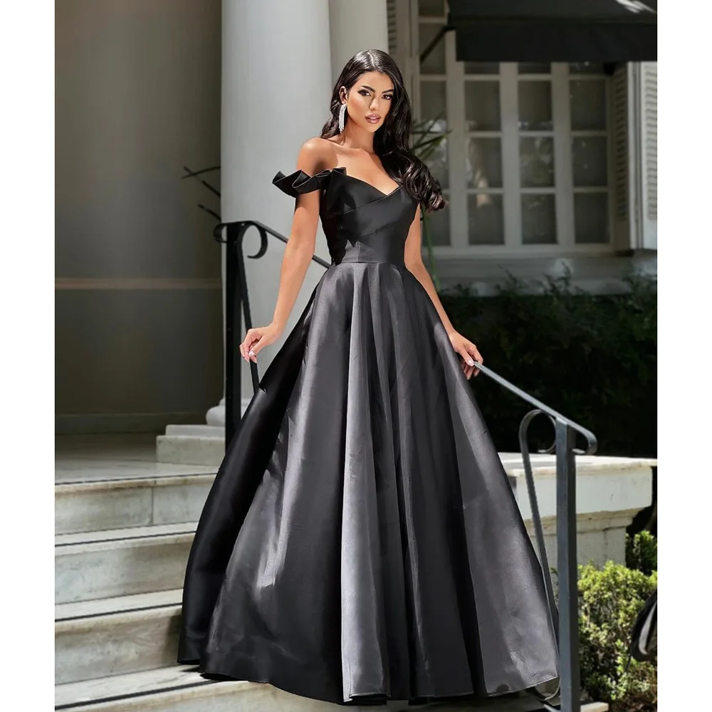 Formal Black Off the Shoulder A-Line Satin Summer Evening Dress Sleeveless Draped Custom Long Dresses Elegant Women Prom Gown
Formal Black Off the Shoulder A-Line Satin Summer Evening Dress Sleeveless Draped Custom Long Dresses Elegant Women Prom Gown