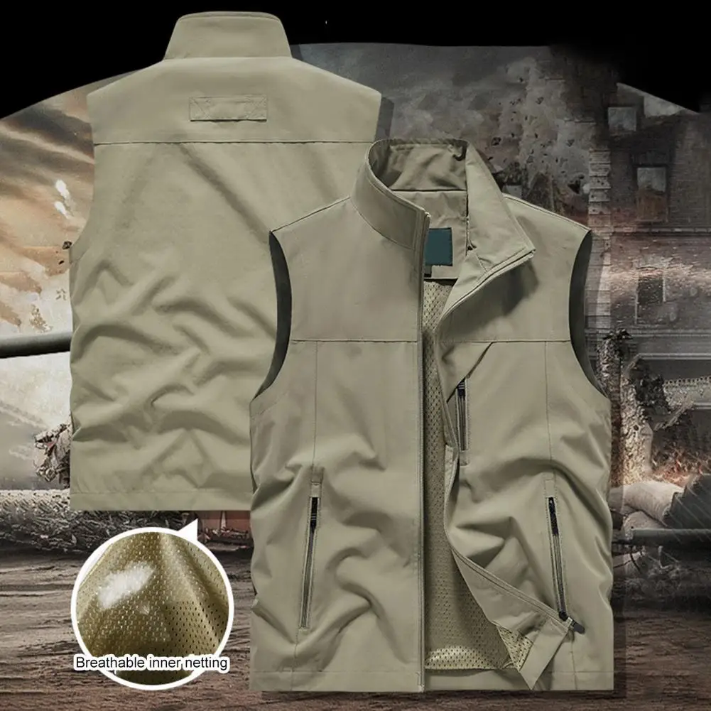 Men Waistcoat with Large Pockets Multi-pocket Men Waistcoat Men's Stand Collar Sleeveless Zipper Vest with Large for Active
Men Waistcoat with Large Pockets Multi-pocket Men Waistcoat Men's Stand Collar Sleeveless Zipper Vest with Large for Active