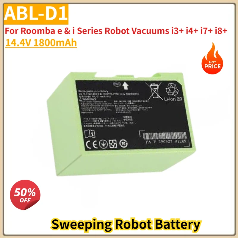 ABL-D1 High Quality Battery 14.4V 1800mAh for Roomba e & i Series Robot Vacuums i3+ i4+ i7+ i8+ Brand New Replacement Battery
ABL-D1 High Quality Battery 14.4V 1800mAh for Roomba e & i Series Robot Vacuums i3+ i4+ i7+ i8+ Brand New Replacement Battery