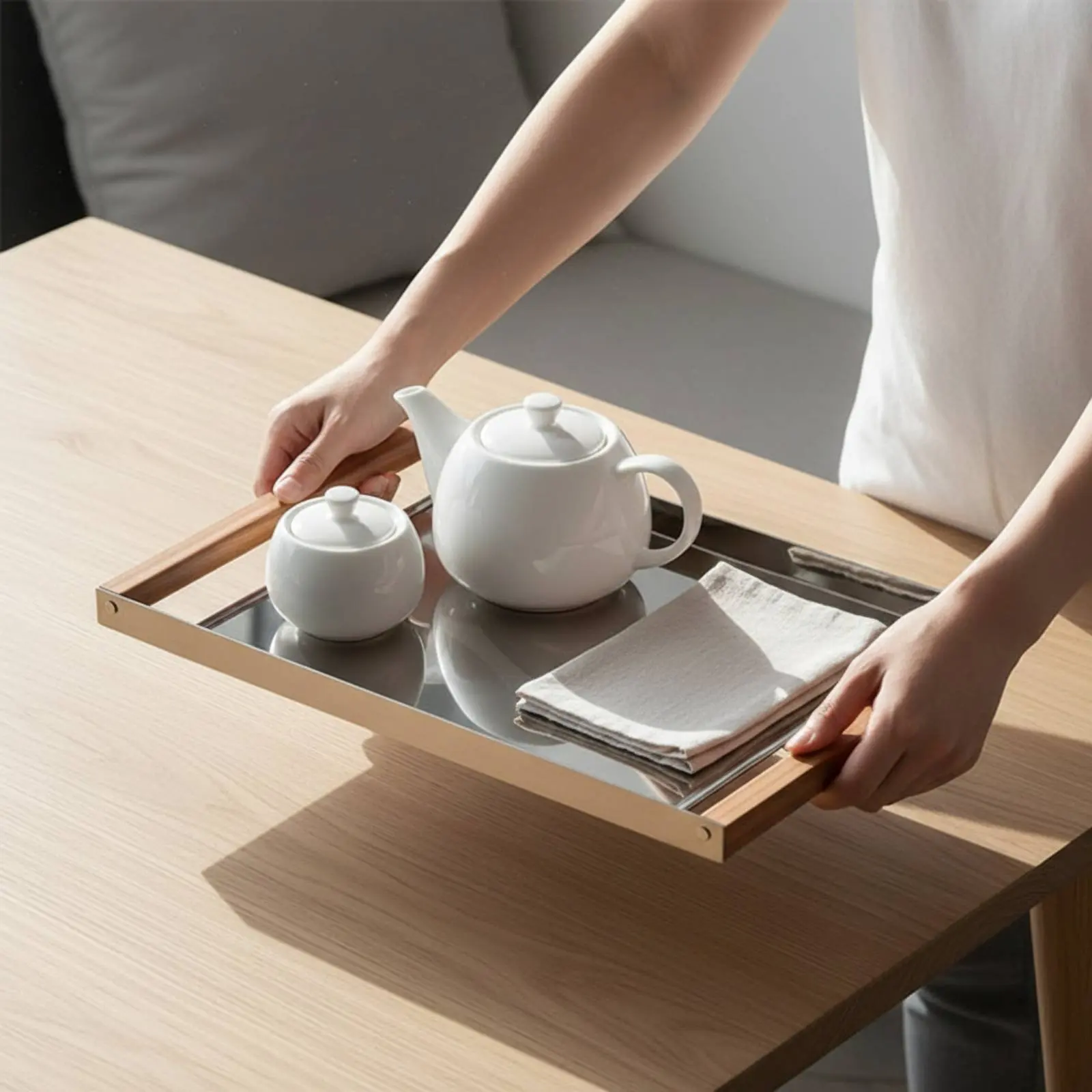 Stainless Steel Serving Tray Subtle Luxury Design Modern Decorative Tray Rectangle Platter with Handles Versatile for Entryway
Stainless Steel Serving Tray Subtle Luxury Design Modern Decorative Tray Rectangle Platter with Handles Versatile for Entryway