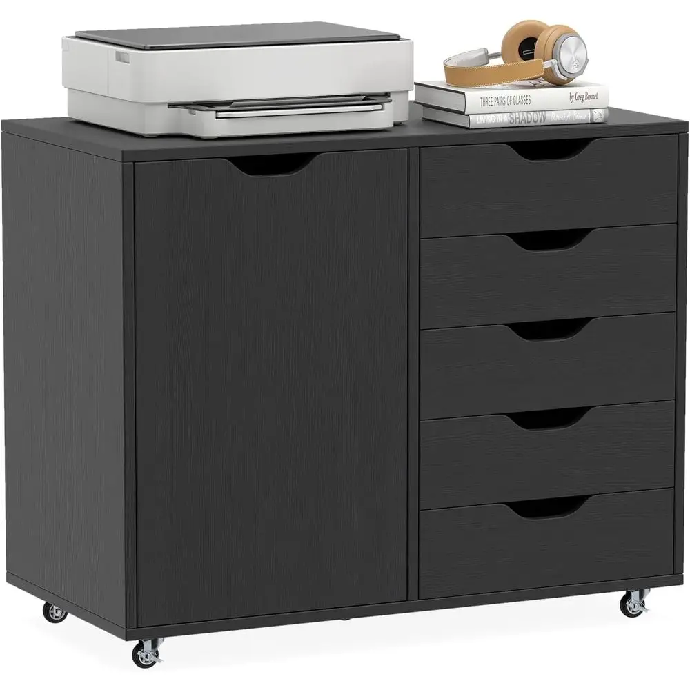 5-Shelf Mobile Printer Stand with Door and Adjustable Shelves, Rolling Storage Cabinet for Home Office (31W x 16D x 25.5H, Black
5-Shelf Mobile Printer Stand with Door and Adjustable Shelves, Rolling Storage Cabinet for Home Office (31W x 16D x 25.5H, Black