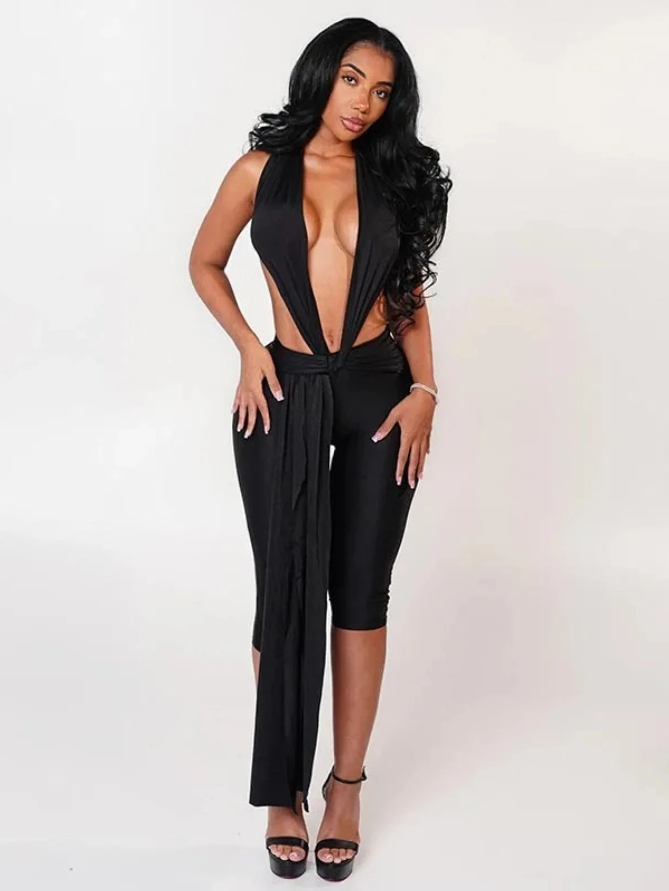 Женский сексуальный комбинезон с глубоким V-образным вырезом, открытой спиной, блестящий, с драпировкой и лентами, облегающий, для вечеринок и клубов
Женский сексуальный комбинезон с глубоким V-образным вырезом, открытой спиной, блестящий, с драпировкой и лентами, облегающий, для вечеринок и клубов