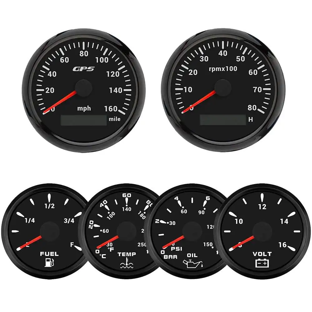Water Temp Fuel Level GPS Speedometer Oil Pressure Voltage Gauge Tachometer for 6-in-1 Set Universal Fit
Water Temp Fuel Level GPS Speedometer Oil Pressure Voltage Gauge Tachometer for 6-in-1 Set Universal Fit