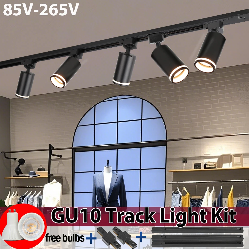 GU10 Track Light Set Replaceable GU10 Bulb LED Rail Set Track Lamp 85-265V Spotlight Ceiling Lamp For Shop Store Home Lighting
GU10 Track Light Set Replaceable GU10 Bulb LED Rail Set Track Lamp 85-265V Spotlight Ceiling Lamp For Shop Store Home Lighting