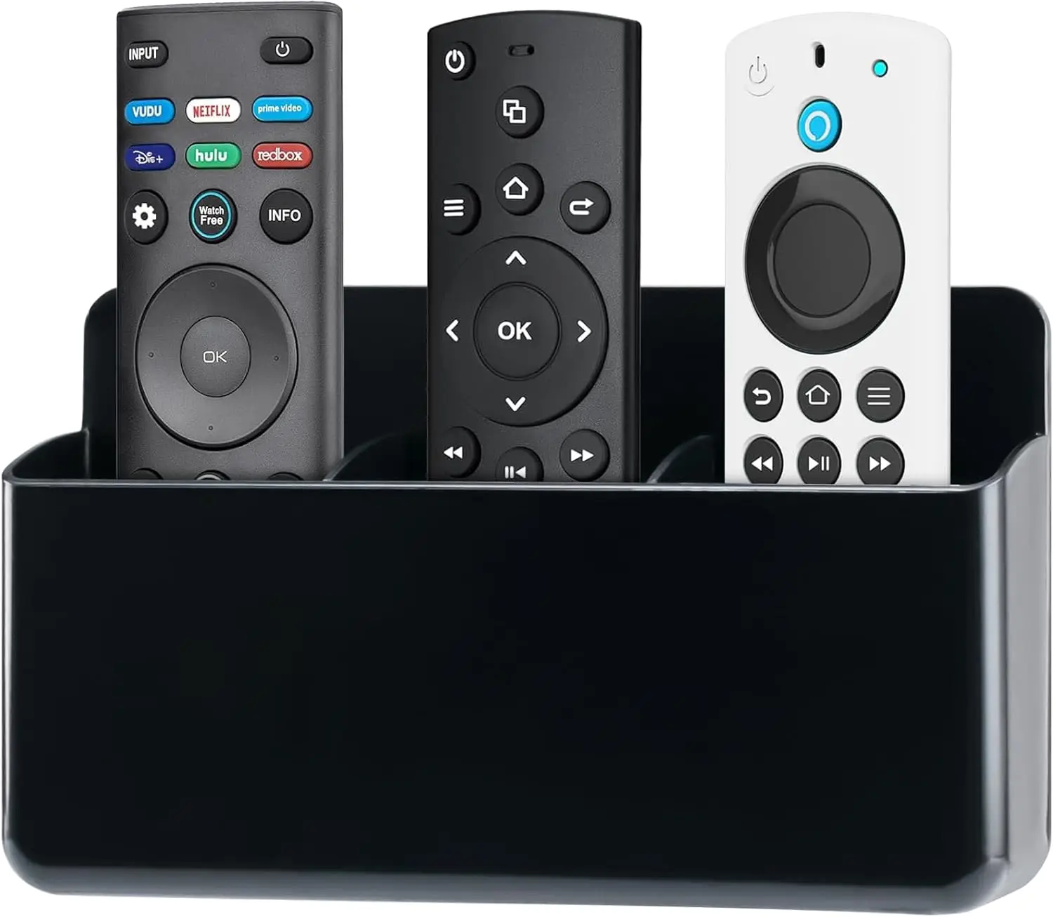Adjustable 3-Slot Remote Holder Wall Mount, Easy Charging, Adhesive, Black
Adjustable 3-Slot Remote Holder Wall Mount, Easy Charging, Adhesive, Black