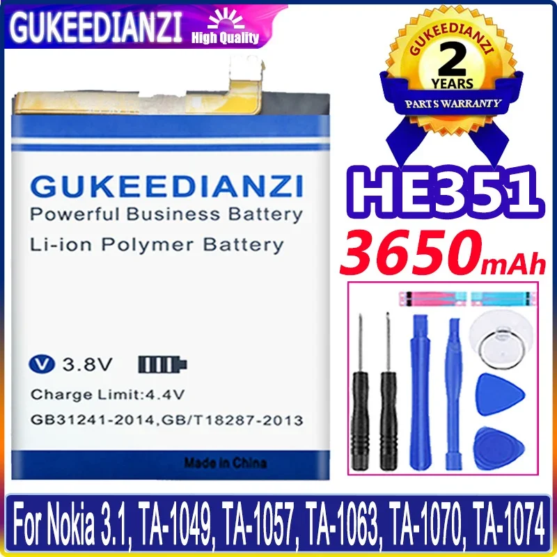 Durable 3650mAh Mobile Phone Battery for Nokia 3.1, TA-1049, TA-1057, TA-1063, TA-1070, TA-1074, Model HE351
Durable 3650mAh Mobile Phone Battery for Nokia 3.1, TA-1049, TA-1057, TA-1063, TA-1070, TA-1074, Model HE351
