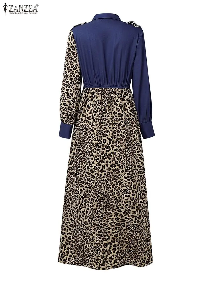 ZANZEA 2025 Fashion Women Long Shirt Dress Autmn Long Sleeve Leopard Print Maxi Vestidos Patchwork Party Elegant Ruffled Robe 
ZANZEA 2025 Fashion Women Long Shirt Dress Autmn Long Sleeve Leopard Print Maxi Vestidos Patchwork Party Elegant Ruffled Robe