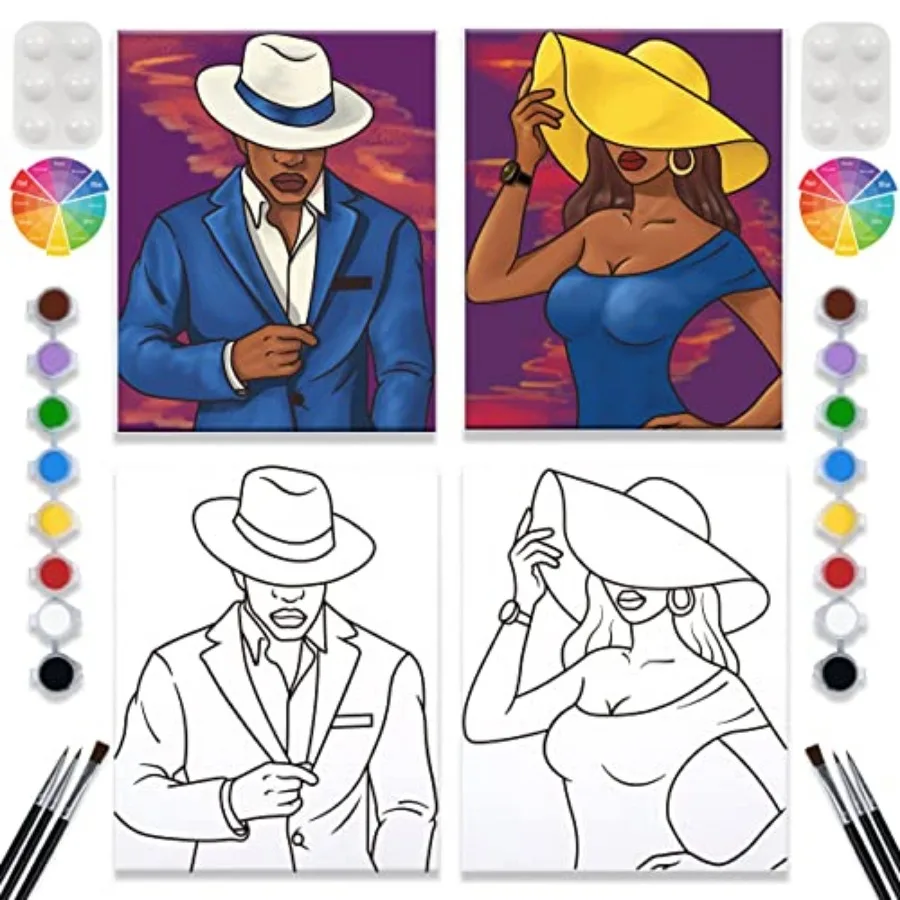 2 Pack Paint and Sip Canvas Pre Drawn Canvas for for Adults Stretched Canvas Couples Games Date Night Gentleman and Lady Paint
2 Pack Paint and Sip Canvas Pre Drawn Canvas for for Adults Stretched Canvas Couples Games Date Night Gentleman and Lady Paint