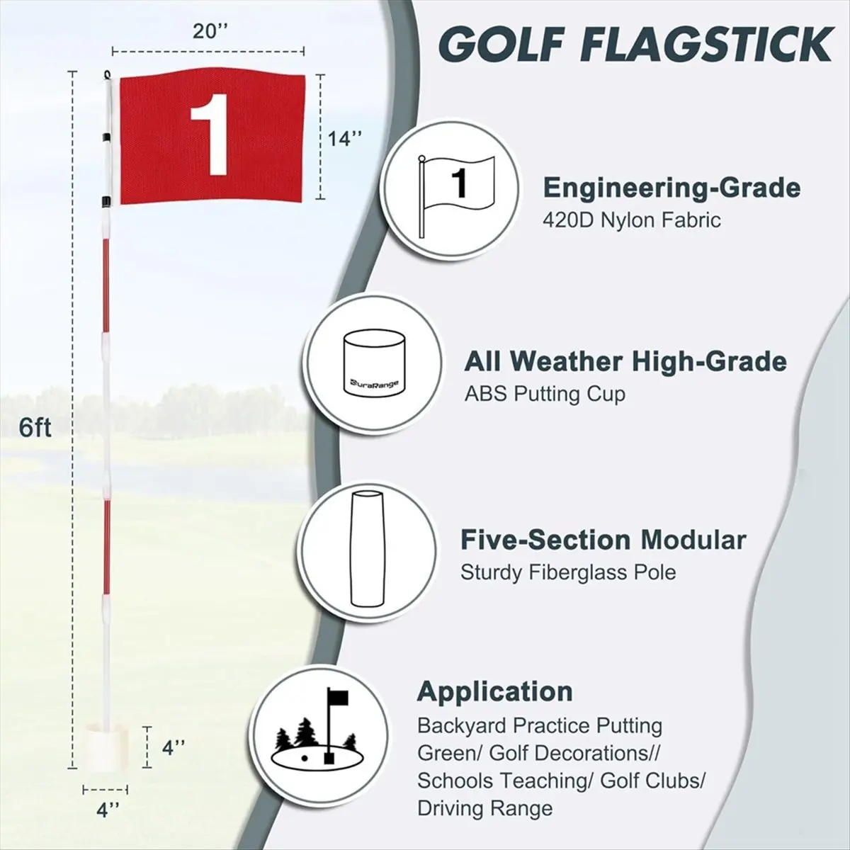 L79A Golf Flagstick Golf Flag Golf Putting Flag for Backyard Practice Putting Green
L79A Golf Flagstick Golf Flag Golf Putting Flag for Backyard Practice Putting Green
