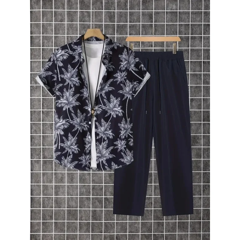 Men's casual short sleeved button up shirt two-piece set-Coconut tree 3D printing-beach casual wear Large size two-piece set
Men's casual short sleeved button up shirt two-piece set-Coconut tree 3D printing-beach casual wear Large size two-piece set