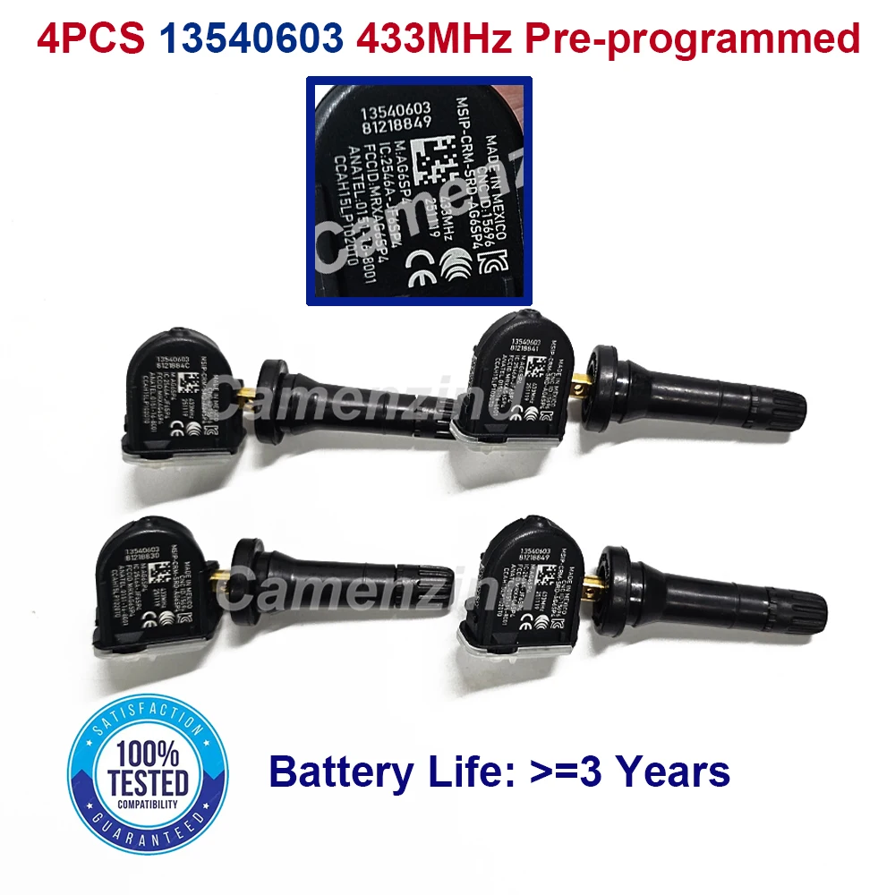 4PCS TPMS Sensors 13540603 13597645 13512347 13544442 13540602 13516165 13589601 433MHz for Cadillac Chevrolet Opel Buick
4PCS TPMS Sensors 13540603 13597645 13512347 13544442 13540602 13516165 13589601 433MHz for Cadillac Chevrolet Opel Buick