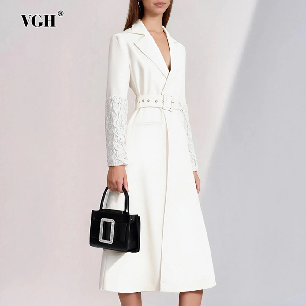 VGH Solid Spliced Belt Slimming Elegant Jackets For Women Lapel Long Sleeve Autumn Temperament Folds Jacket Female Fashion New
VGH Solid Spliced Belt Slimming Elegant Jackets For Women Lapel Long Sleeve Autumn Temperament Folds Jacket Female Fashion New