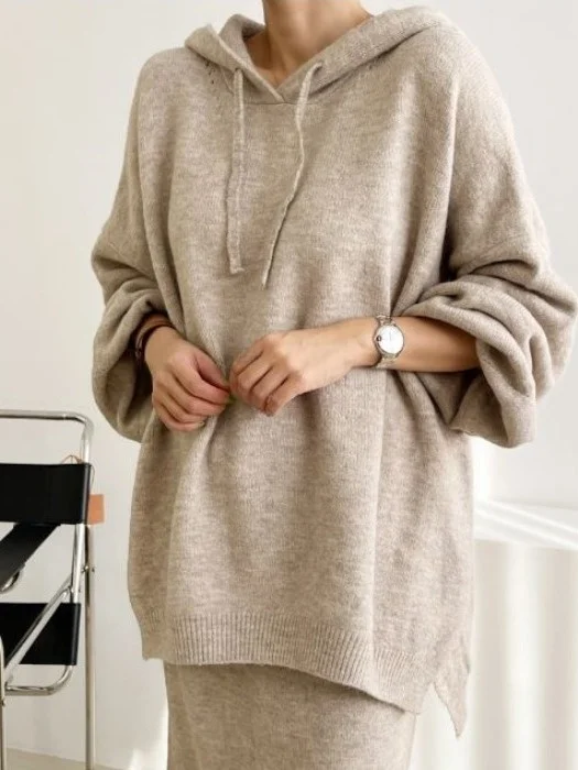 Loose Knitted Hat Sweater Half-length Skirt Two-piece Set Comfortable Autumn Winter Women's Fashion Casual Style All Black
Loose Knitted Hat Sweater Half-length Skirt Two-piece Set Comfortable Autumn Winter Women's Fashion Casual Style All Black