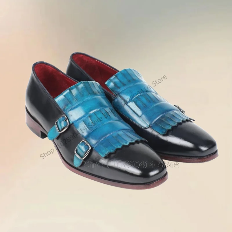 Blue Black Tassels Buckle Decor Double Monk Loafers Fashion Slip On Men Shoes Luxurious Handmade Party Banquet Men Dress Shoes
Blue Black Tassels Buckle Decor Double Monk Loafers Fashion Slip On Men Shoes Luxurious Handmade Party Banquet Men Dress Shoes