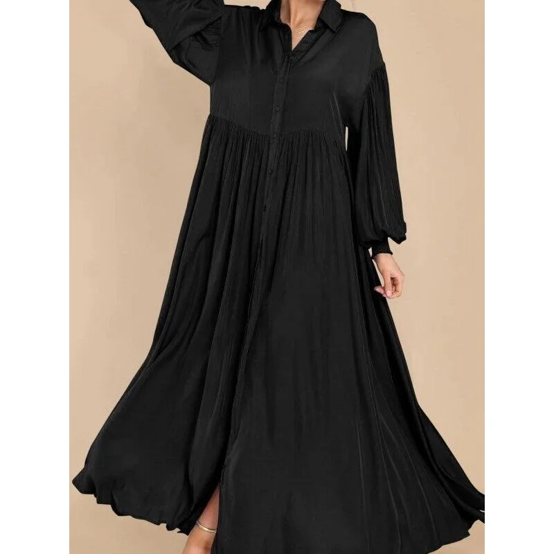 2025 New Women's Casual Retro Solid Color Button Lapel Pleated Long Sleeve Extra Long Fashion Dress
2025 New Women's Casual Retro Solid Color Button Lapel Pleated Long Sleeve Extra Long Fashion Dress