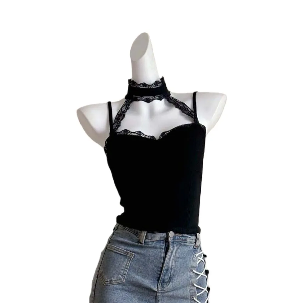 Elegant Hanging Neck Lace Ruffled Lace Camisole Slim Fit V-neck Crop Tops Sleeveless Tanks Suspender Vest Spring Summer
Elegant Hanging Neck Lace Ruffled Lace Camisole Slim Fit V-neck Crop Tops Sleeveless Tanks Suspender Vest Spring Summer