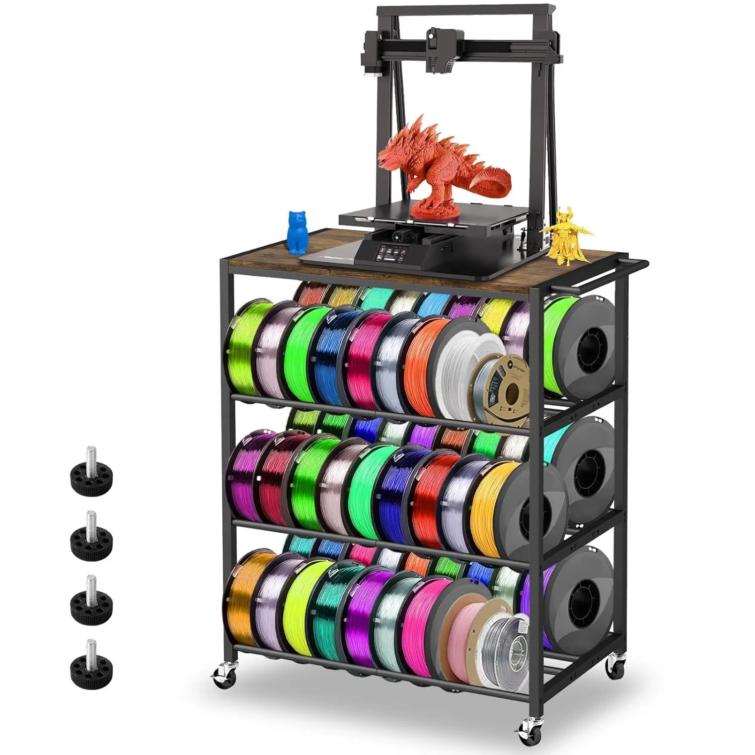 3D Printer Stand with Filament Storage, Heavy Duty Rolling Cart on Wheels, 48 Spools Capacity
3D Printer Stand with Filament Storage, Heavy Duty Rolling Cart on Wheels, 48 Spools Capacity