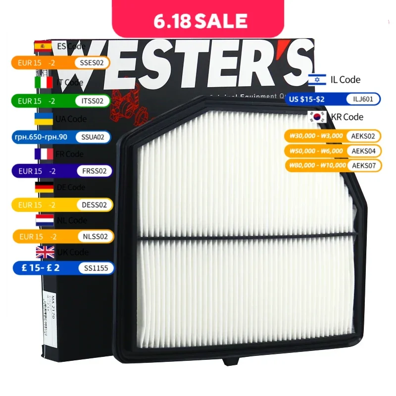 WESTGUARD Air Filter for INFINITY QX60 2.5 HEV HYBRID 2014- 2016- C28081 MA2170 16546-3KY0B 165463KY0B-999
WESTGUARD Air Filter for INFINITY QX60 2.5 HEV HYBRID 2014- 2016- C28081 MA2170 16546-3KY0B 165463KY0B-999