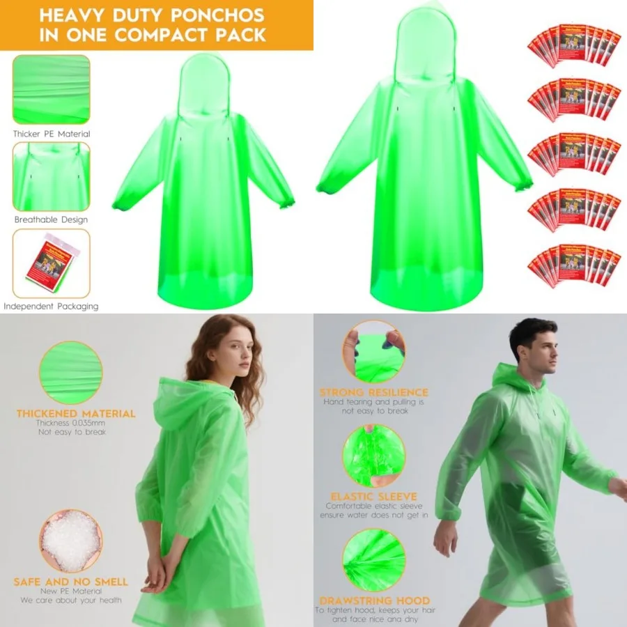 and and Disposable Rain Ponchos for Adults/Youth, Waterproof PE Raincoats with Drawstring, Camping/Emergency
and and Disposable Rain Ponchos for Adults/Youth, Waterproof PE Raincoats with Drawstring, Camping/Emergency