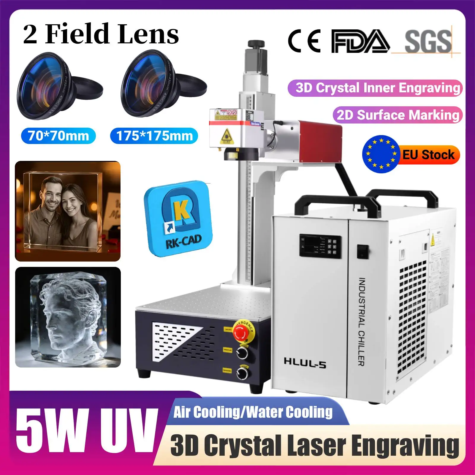 3D Crystal Laser Inner Engraving 5W UV Laser Marking Machine Air Cooling/Water Cooling for Wood/Glass/Crystal/Metal/Leather
3D Crystal Laser Inner Engraving 5W UV Laser Marking Machine Air Cooling/Water Cooling for Wood/Glass/Crystal/Metal/Leather